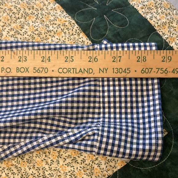 Michael Kors gingham mens 17 1/2 38/39 tall casual button down shirt blue white - Picture 10 of 10